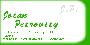 jolan petrovity business card